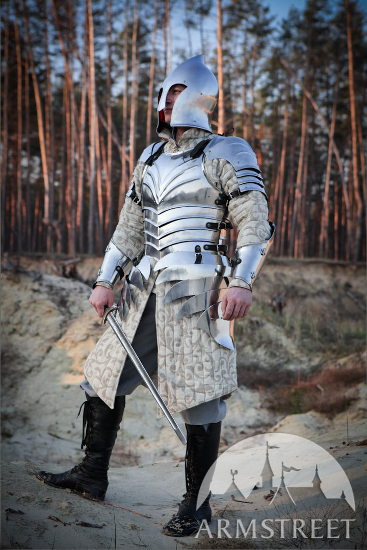 Combinaison demi-corps armure chevalier guerrier larp en acier médiéval costu