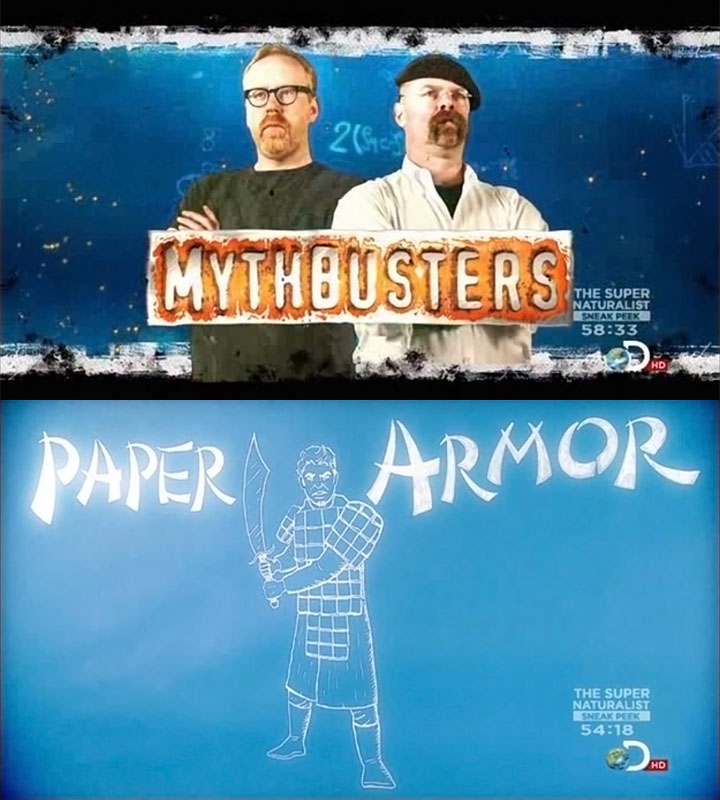 Épisode d'armure de papier de Mythbusters mettant en vedette lamellaire d'ArmStreet