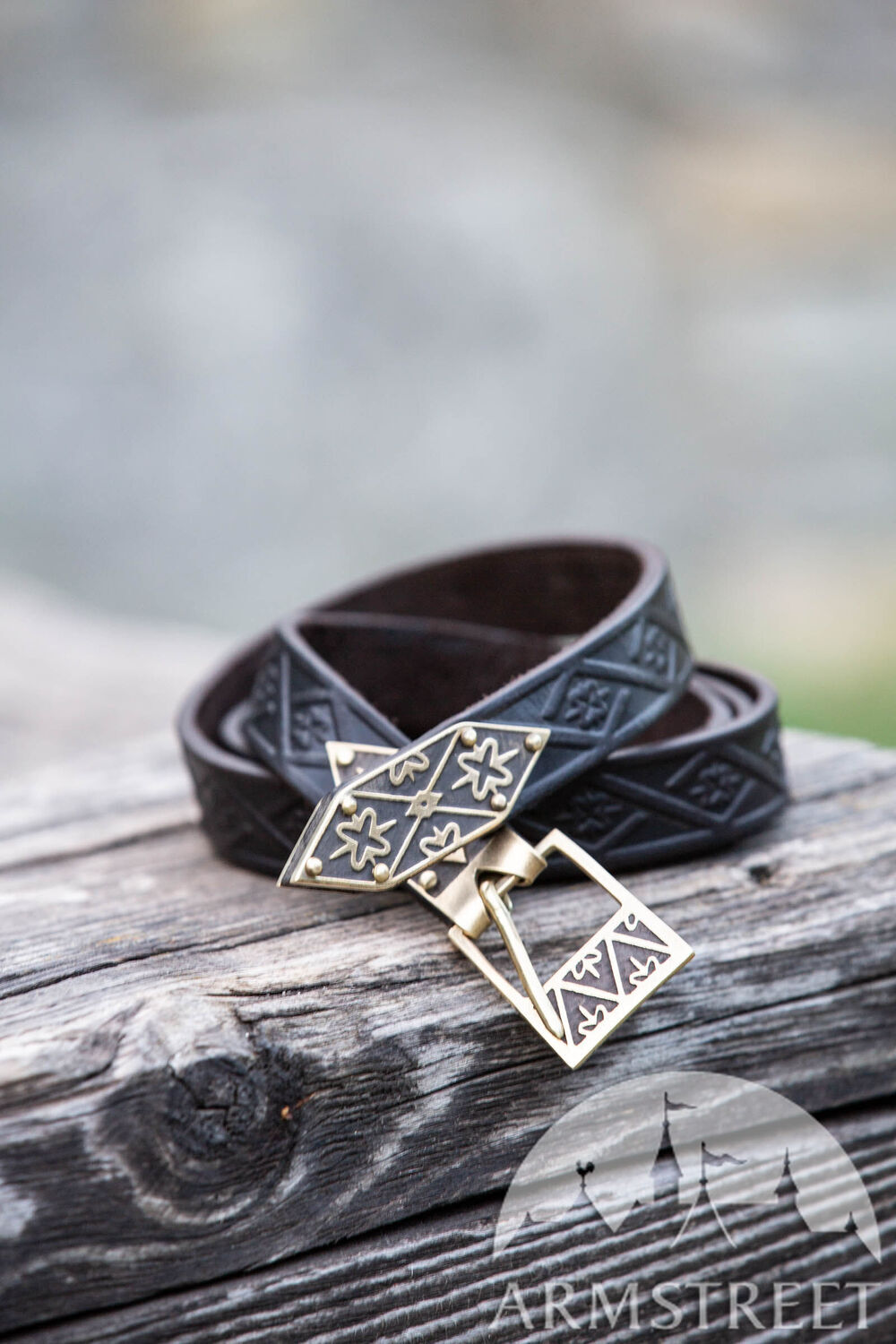 Ceinture en cuir XVe siècle "Diamant" en cuir noir