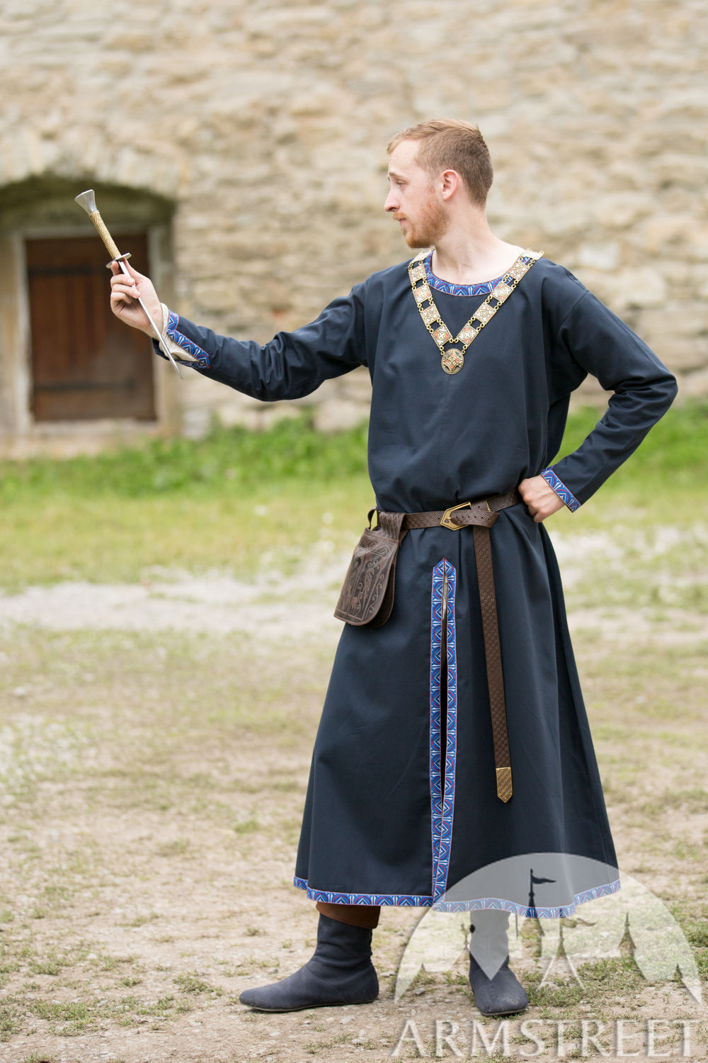 Tunique longue en coton avec passement « Prince Gilderoy » inspirée par XIII siècle
