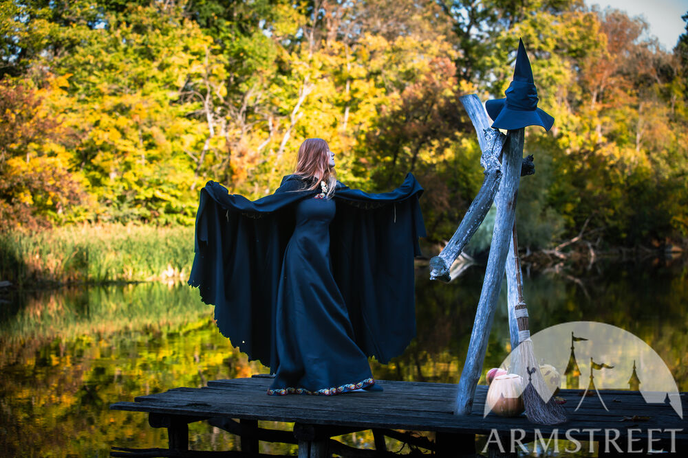 robe de sorcière adulte robe noire Halloween