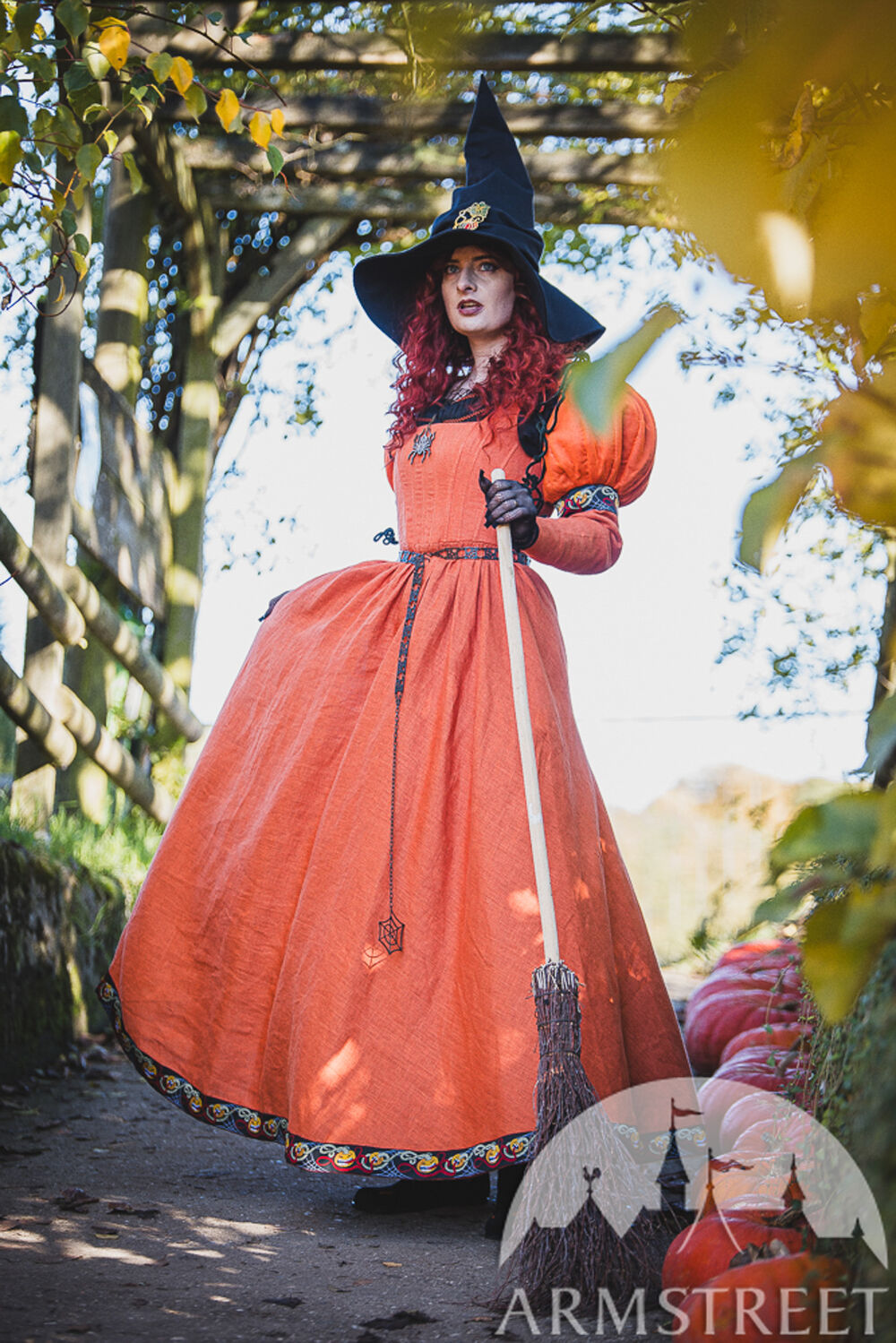 tenue de sorcière orange Costume fantasy citrouille Halloween