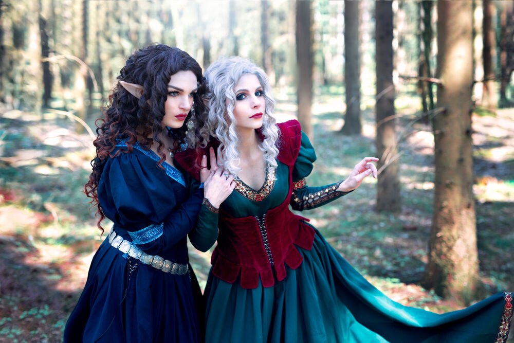 Robe longue avec corset fantasy Robe en coton avec passement exclusif